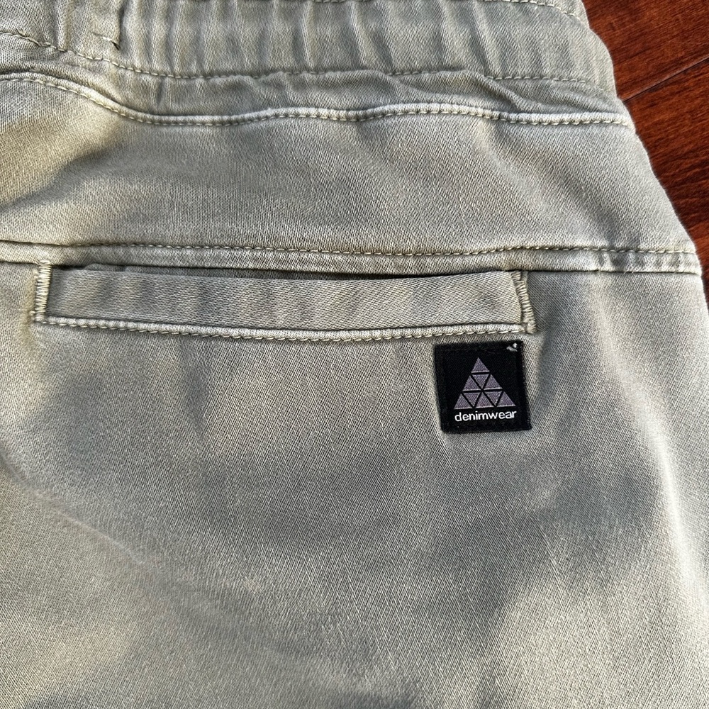 ZARA Man Olive Green Twill Jogger Pants Boys Size S Cotton Blend Elastic Cuff - Picture 10 of 10
